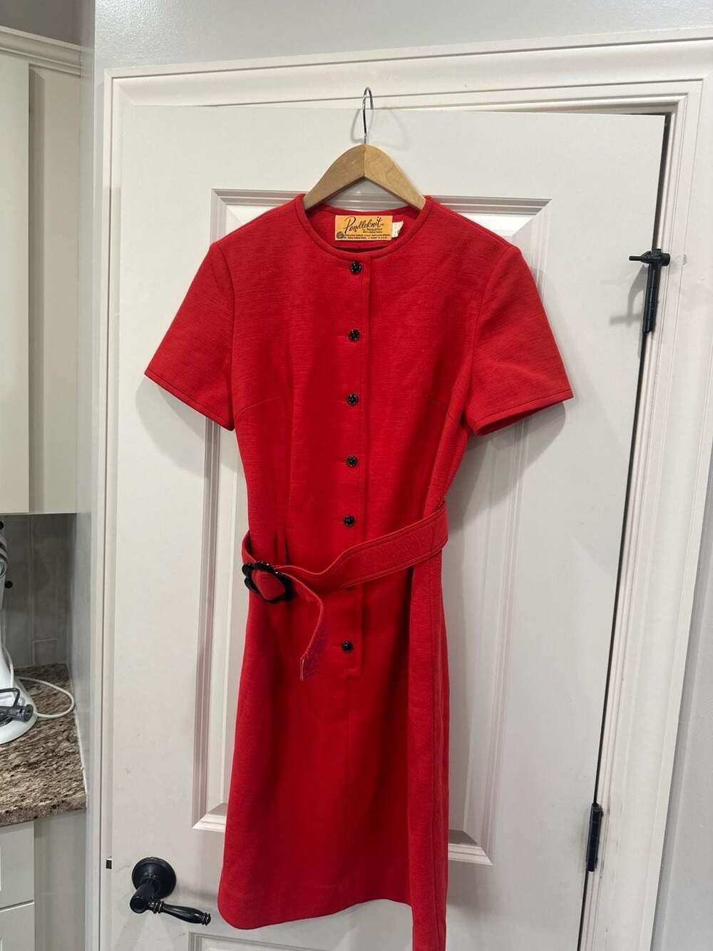 Vintage Pendleton Pendleknit Red Wool Button-Front Belted Dress Size 10
